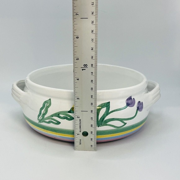 Caleca Italian Pottery Casserole Dish With Lid Spring Flowers Easter Italy - Picture 14 of 15